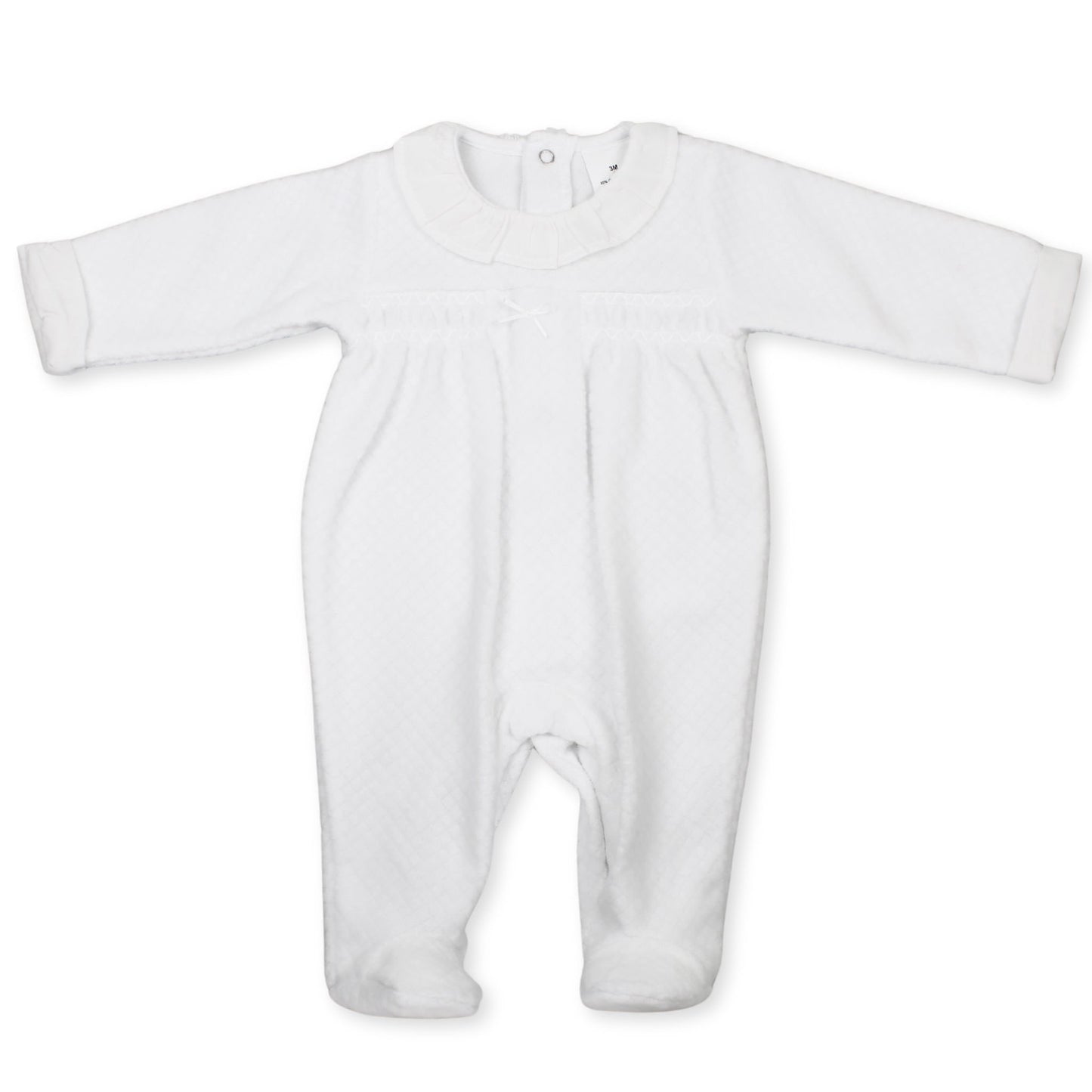 white quilted sleepsuit all in one