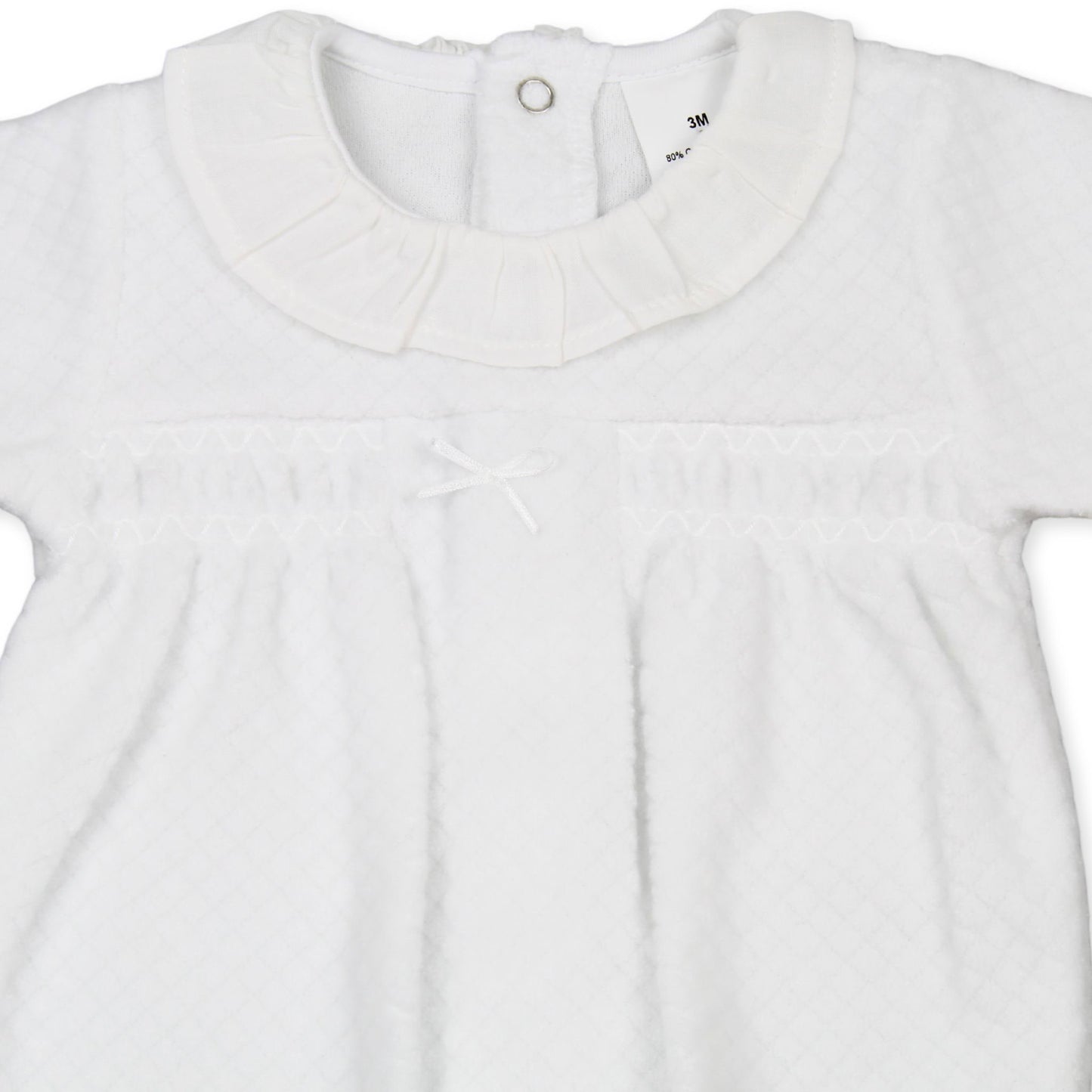 white quilted sleepsuit all in one