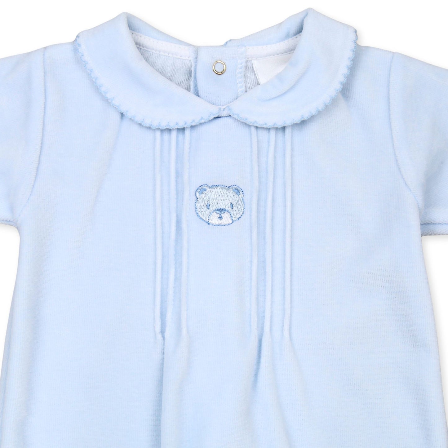Baby Boys Blue Teddy Velour Snuggle Sleepsuit - Pex