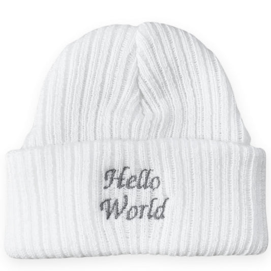 newborn baby knitted hat cap with hello world embroidery gift baby shower
