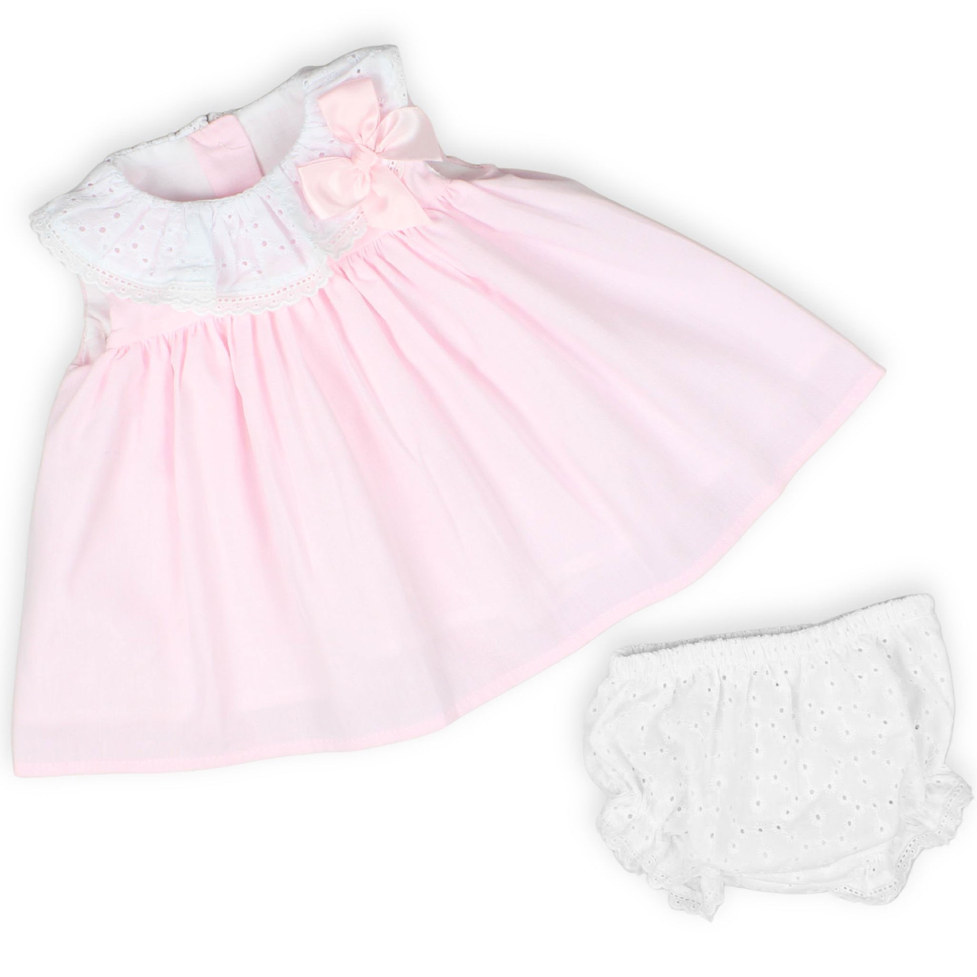 baby girls pink summer dress and matching bloomers
