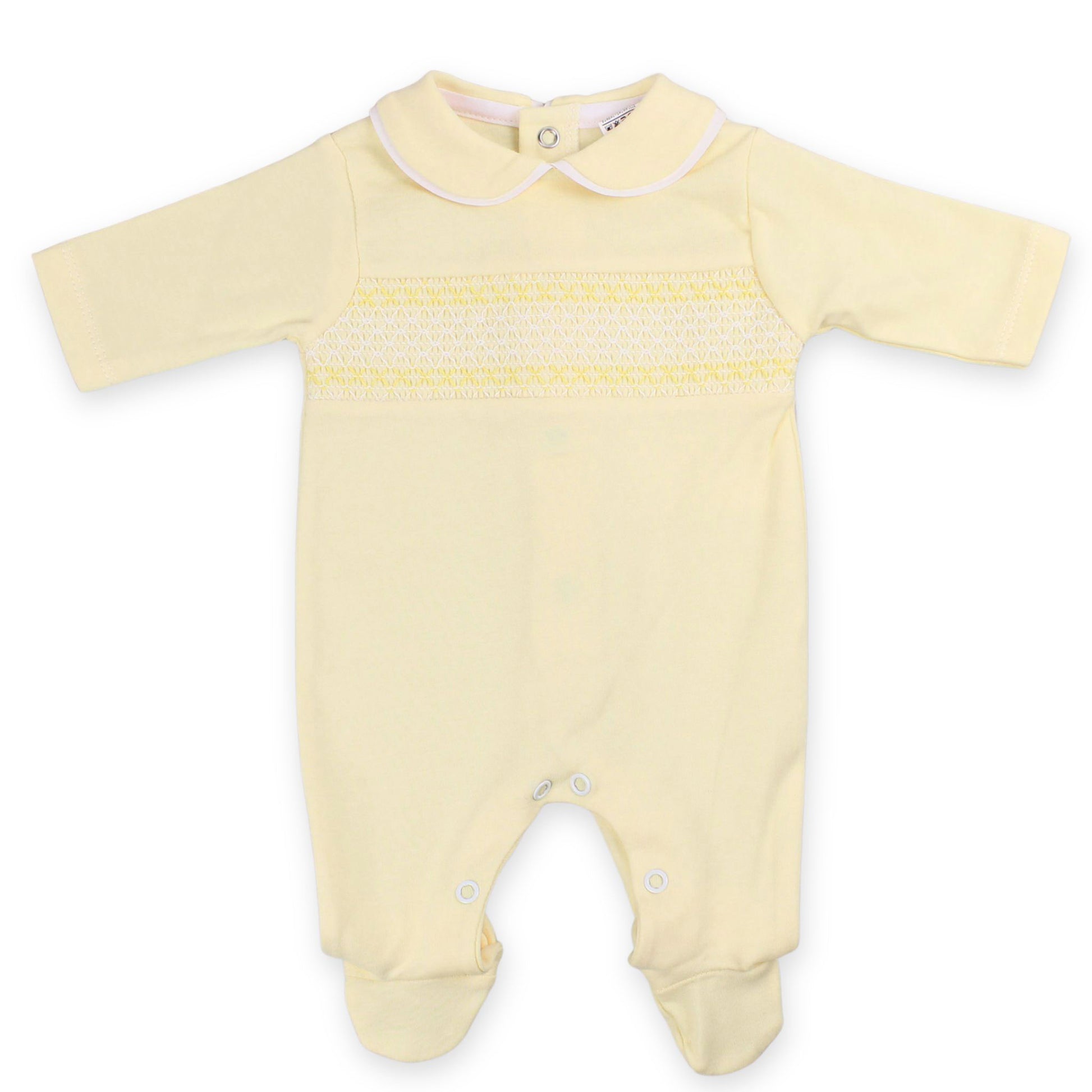 baby unisex lemon smocking  yellow sleep suit
