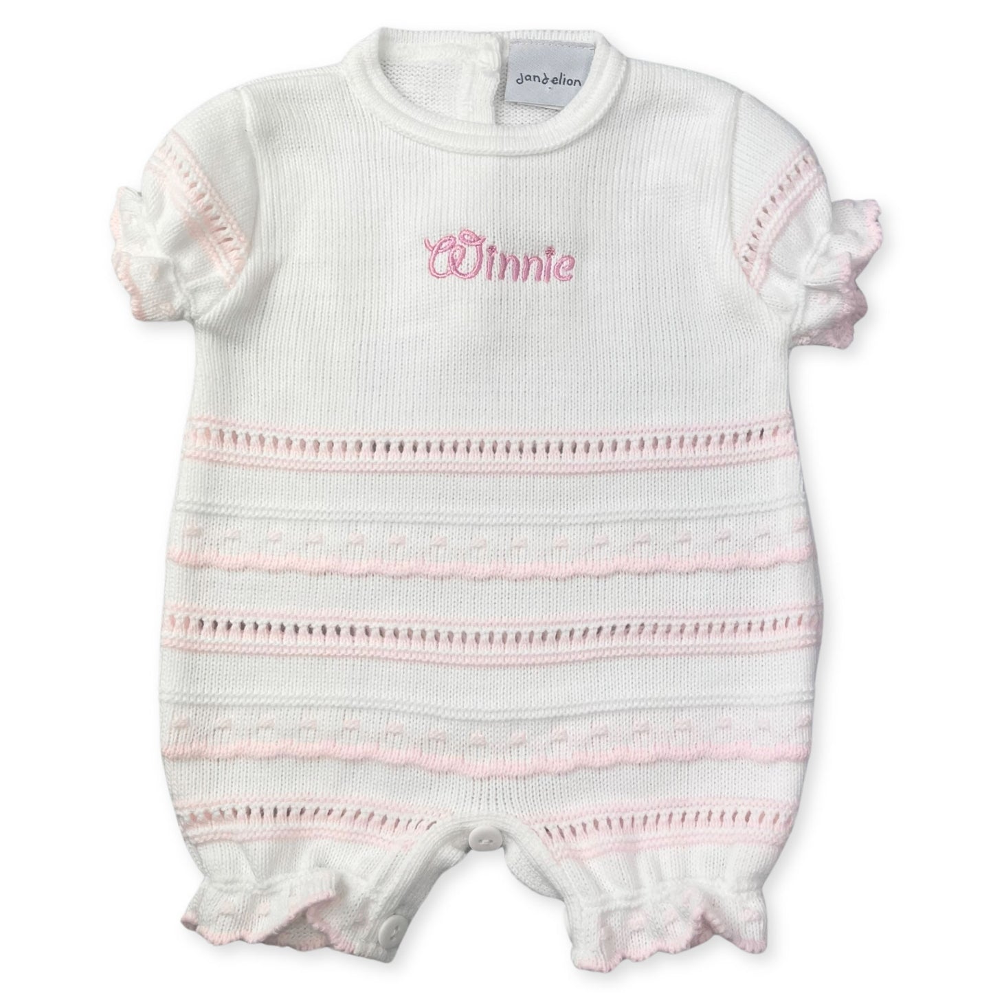 baby girls pink personalised romper