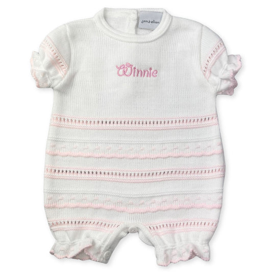 baby girls pink personalised romper