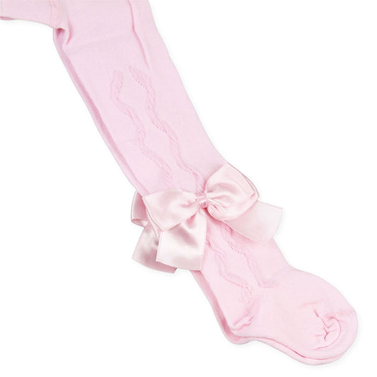 baby girls pink tights with bow