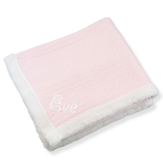 pink and white baby girls personalised blanket