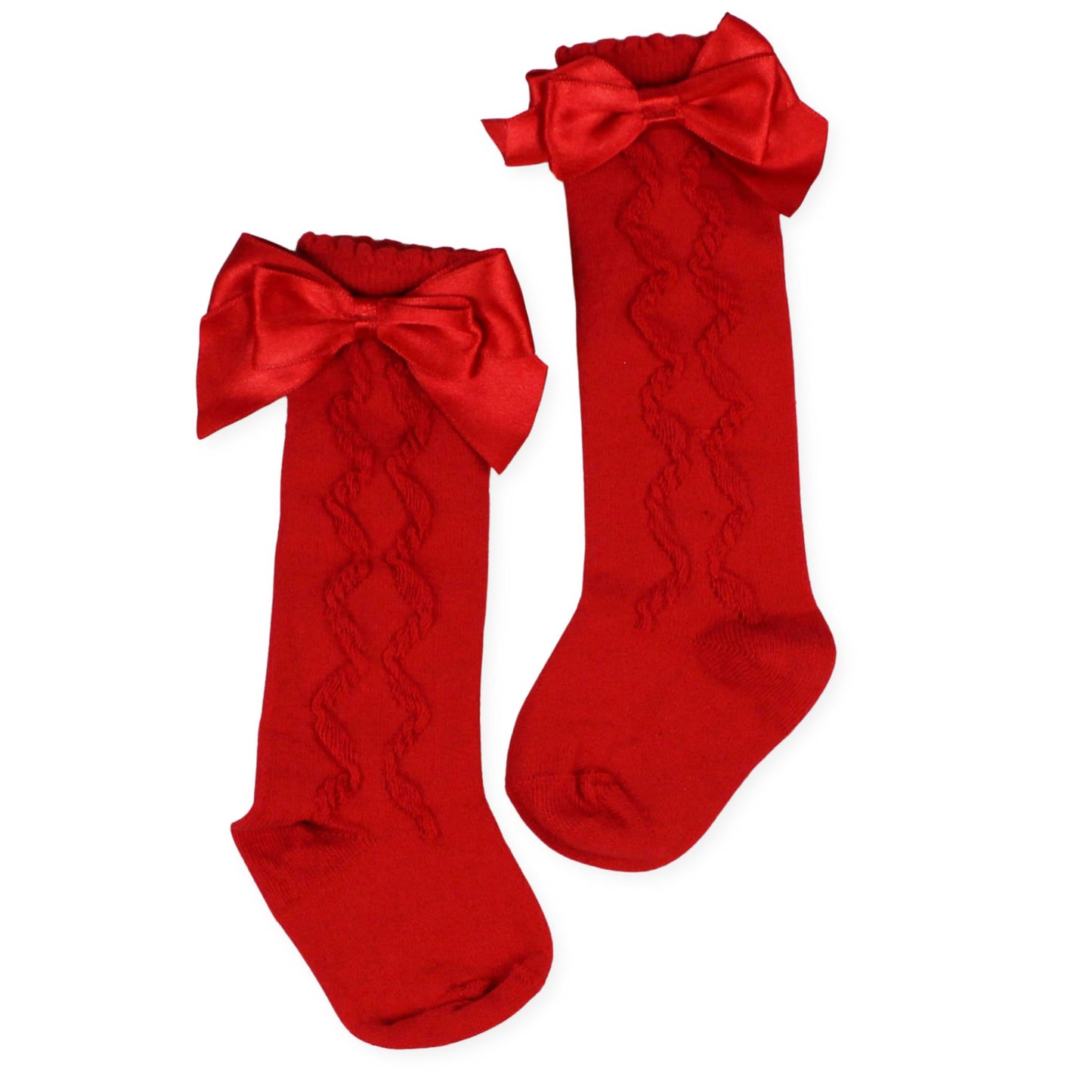 baby girls high knee red socks with ribbon bow pex grazia