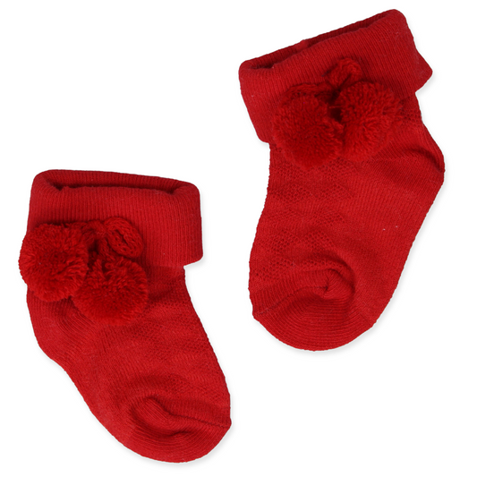 Unisex Red Pom Socks Baby