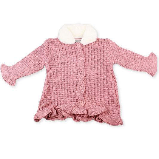 baby girls dusty pink knitted coat