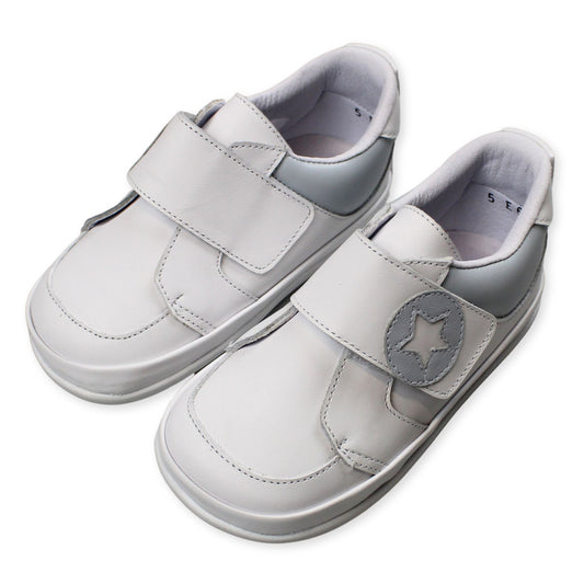 baby boys leather white trainers