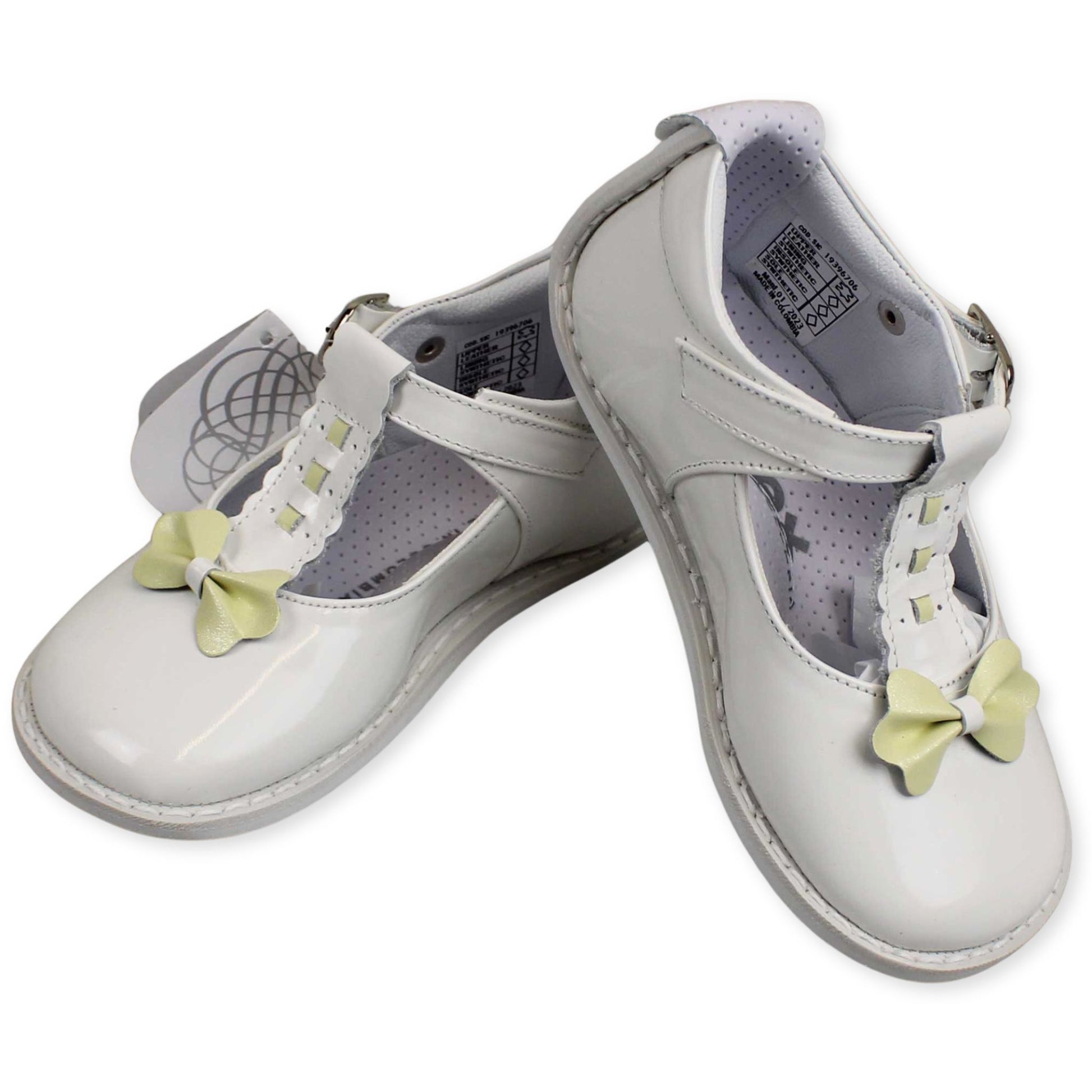 leather white and lemon first walker girls shoes