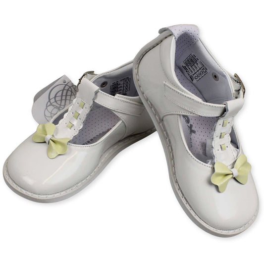 leather white and lemon first walker girls shoes