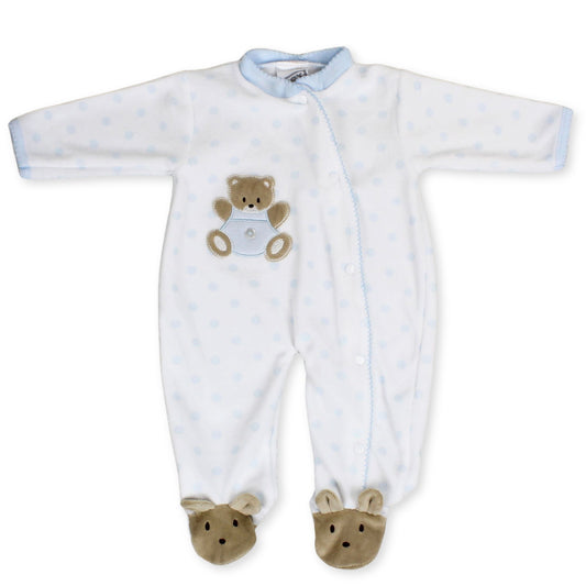 baby boys bear velour onesie