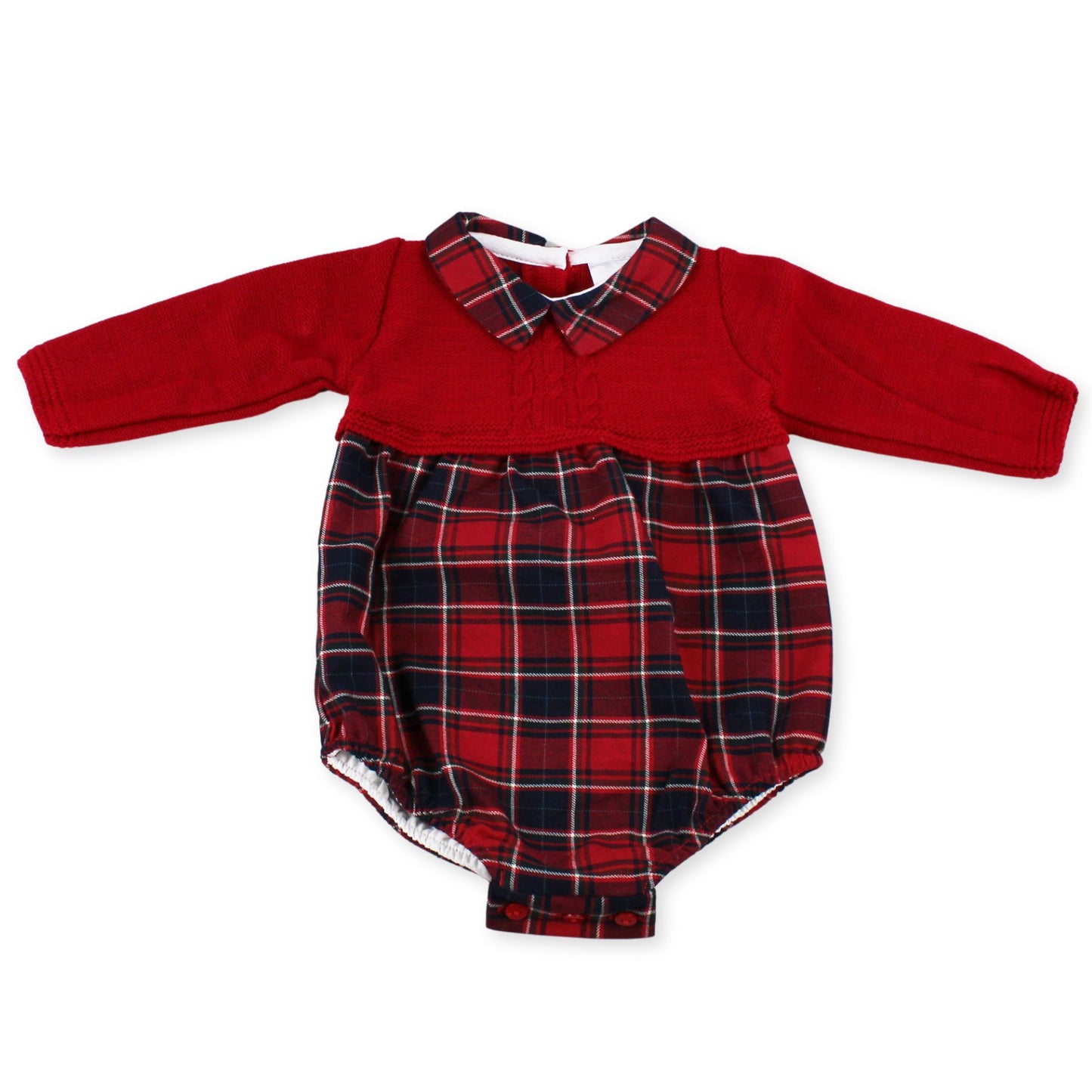pex red tartan romper baby girl
