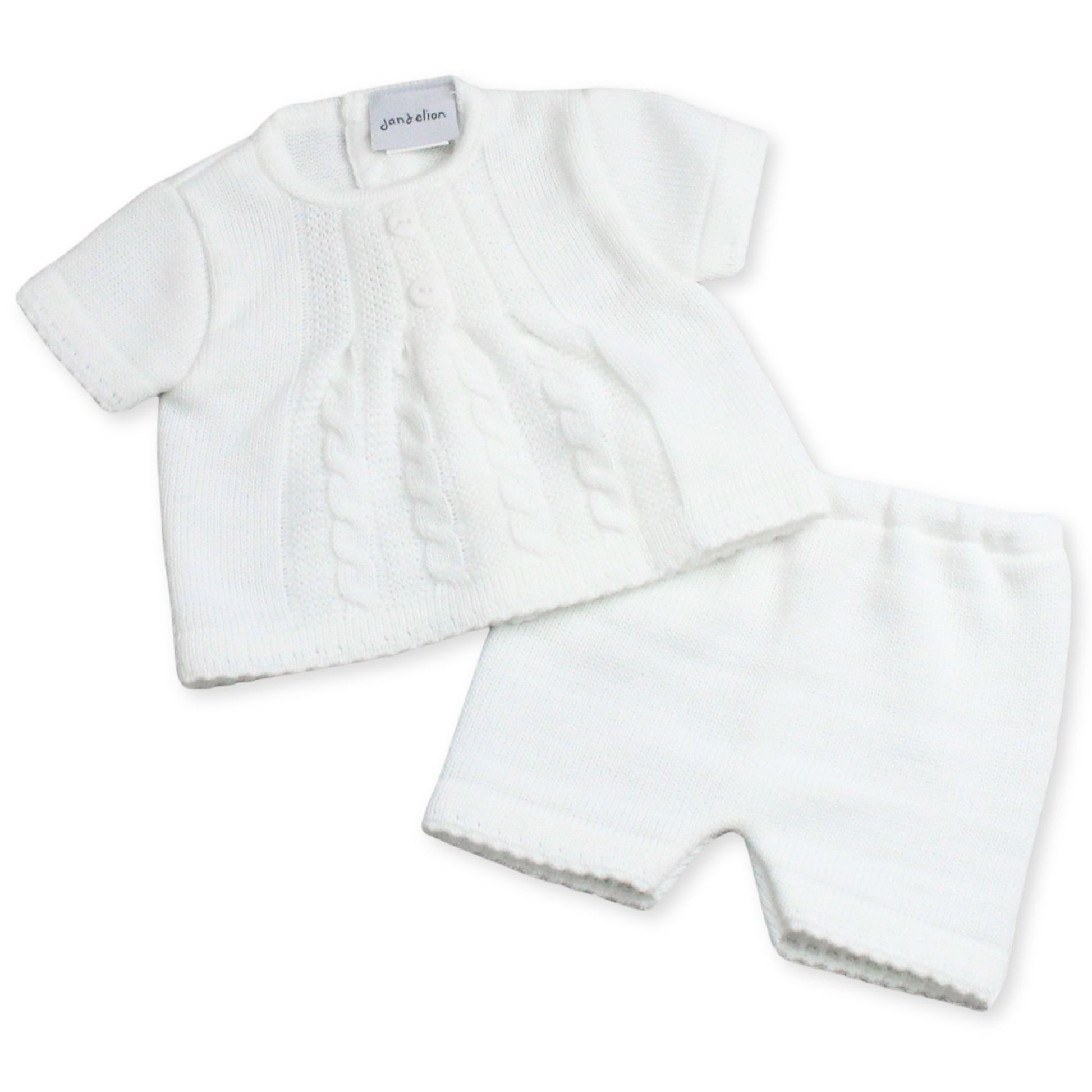 baby cable knit white 2 piece
