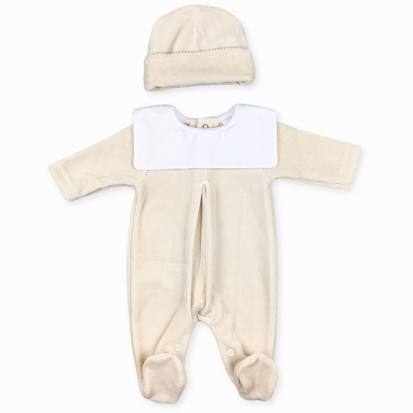 baby boys velour sleepsuit with hat