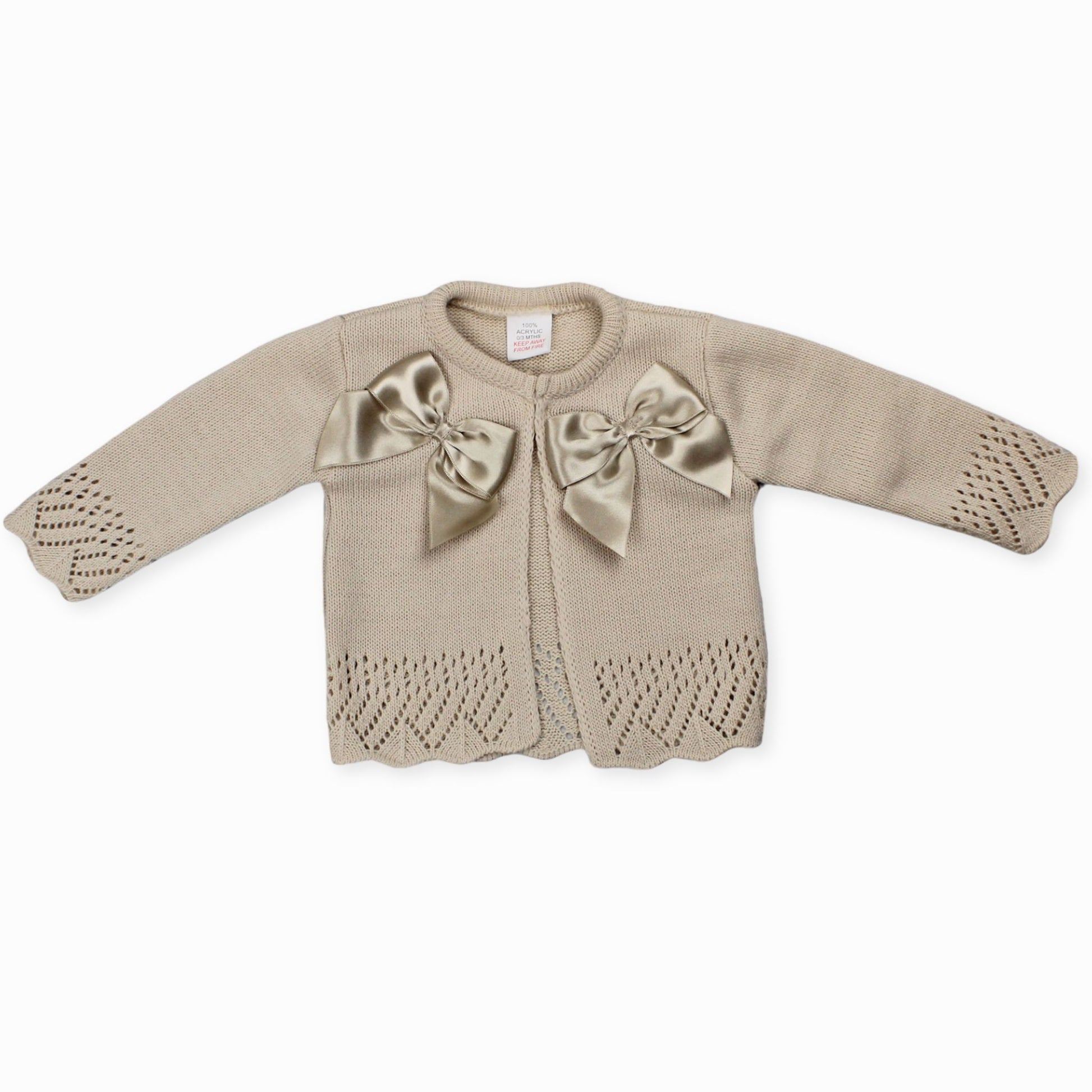 baby girl beige cardigan with bows