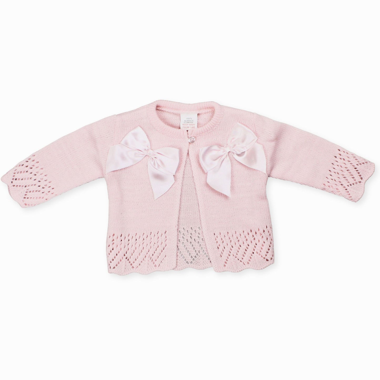 baby girls pink bow knitted cardigan