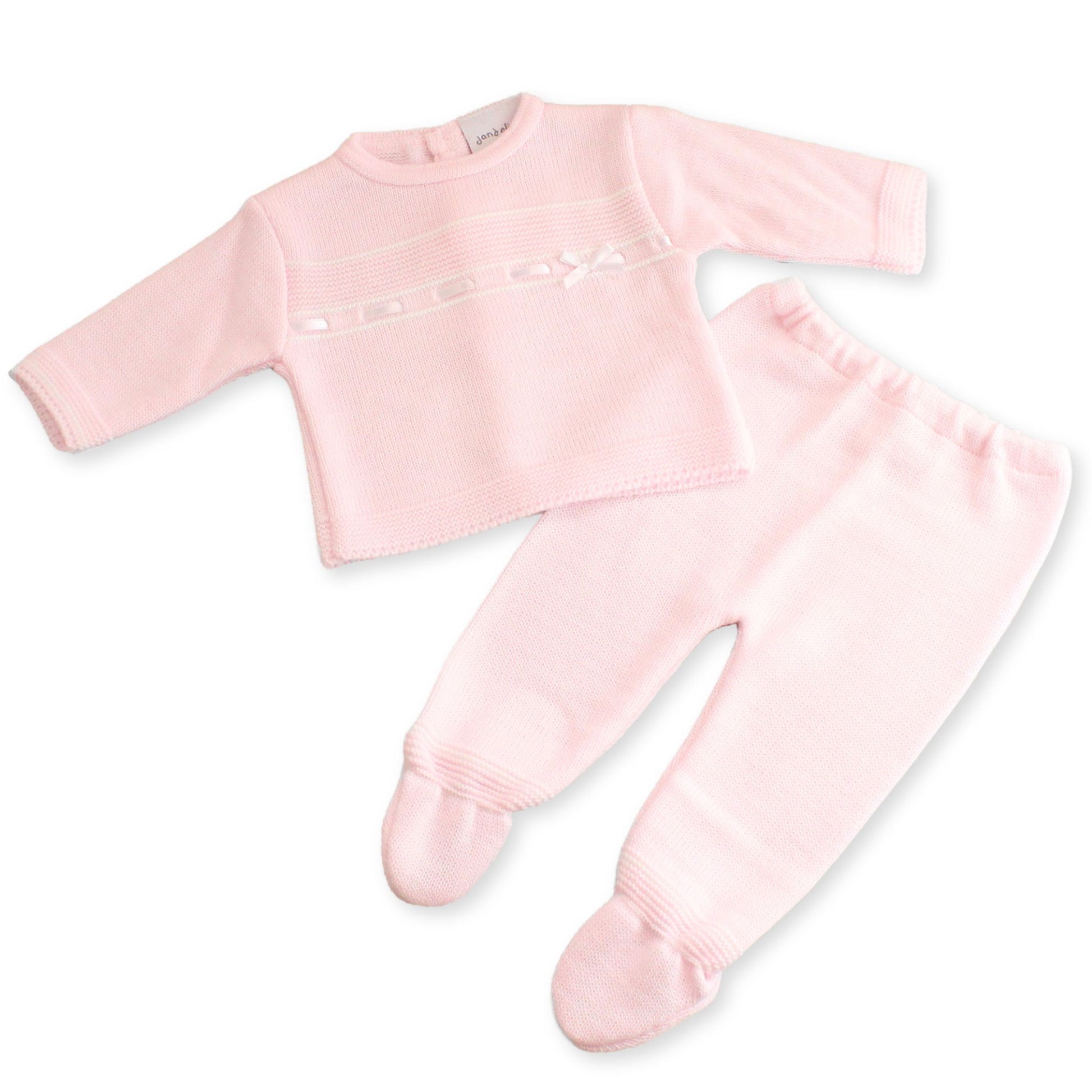 2 piece pink knitted baby outfit