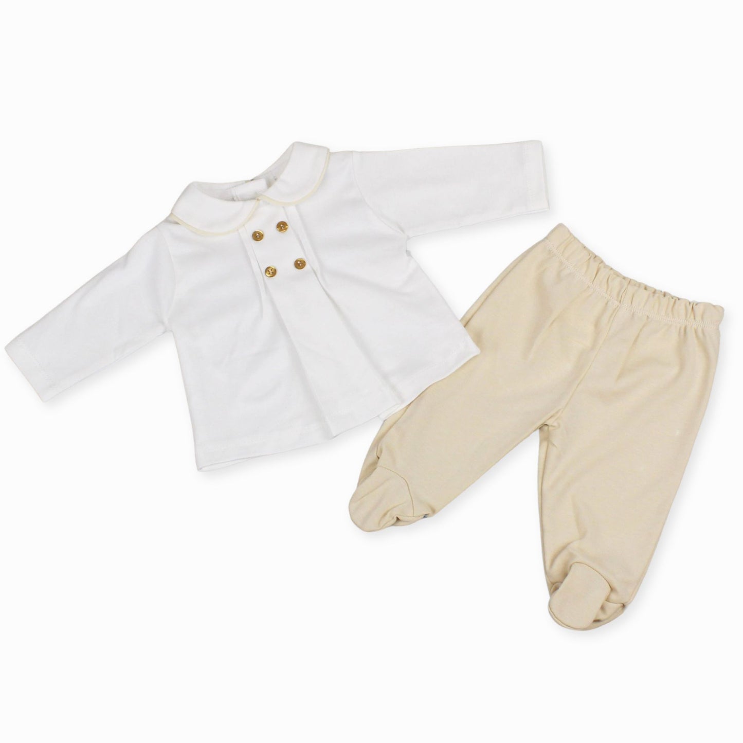 baby boys beige outfit cotton