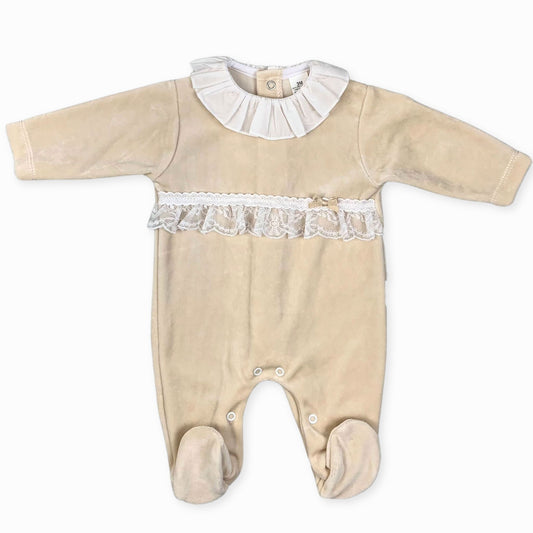 beige lace sleepsuit velour