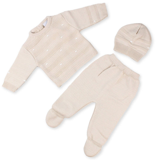 three piece outfit beige by dandelion babywear