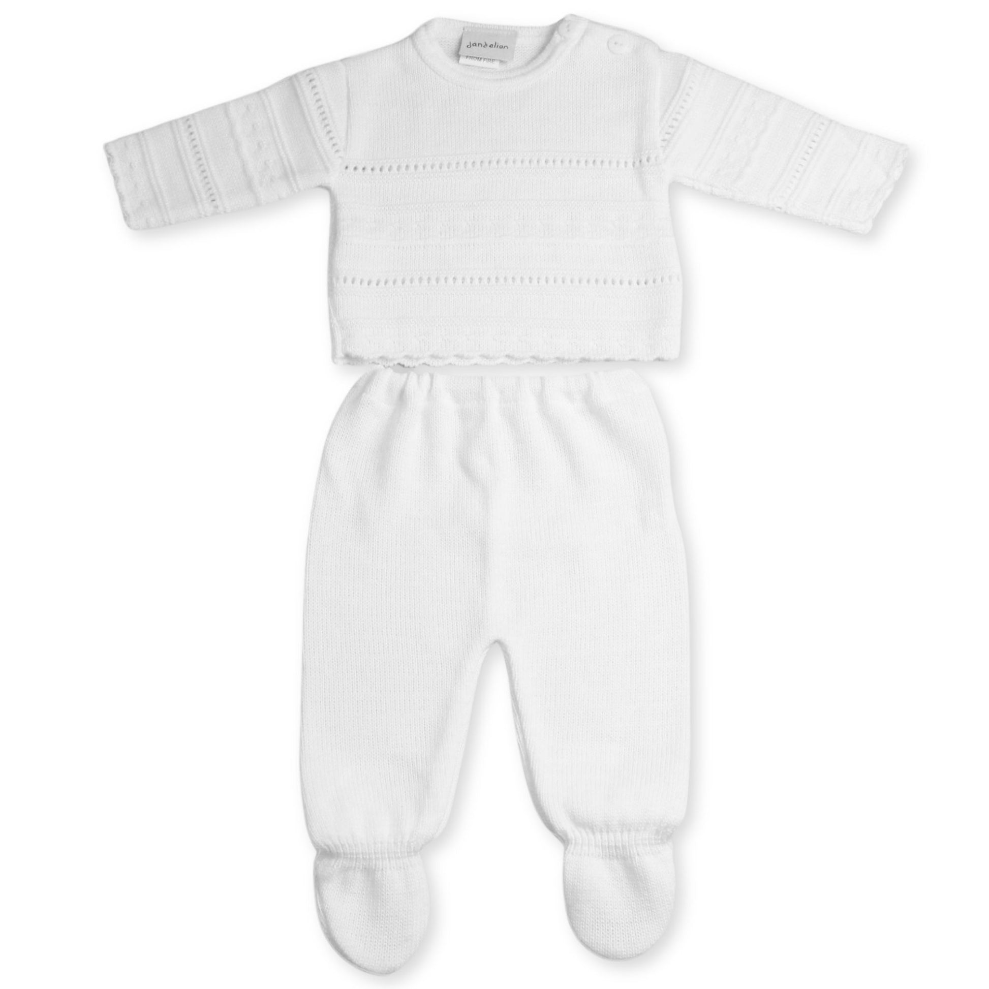 white two piece knitted outfit