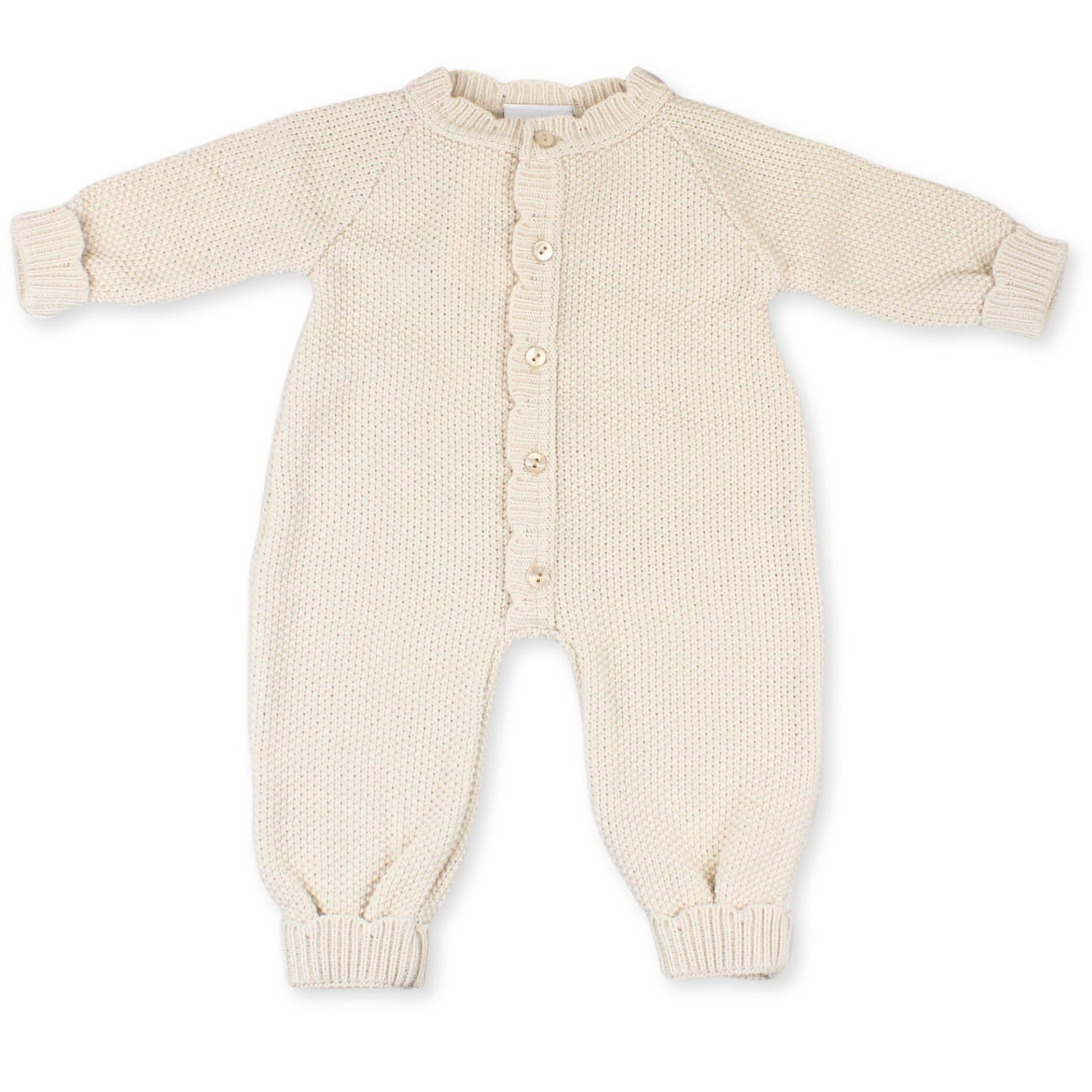 baby unisex knitted all in one in beige