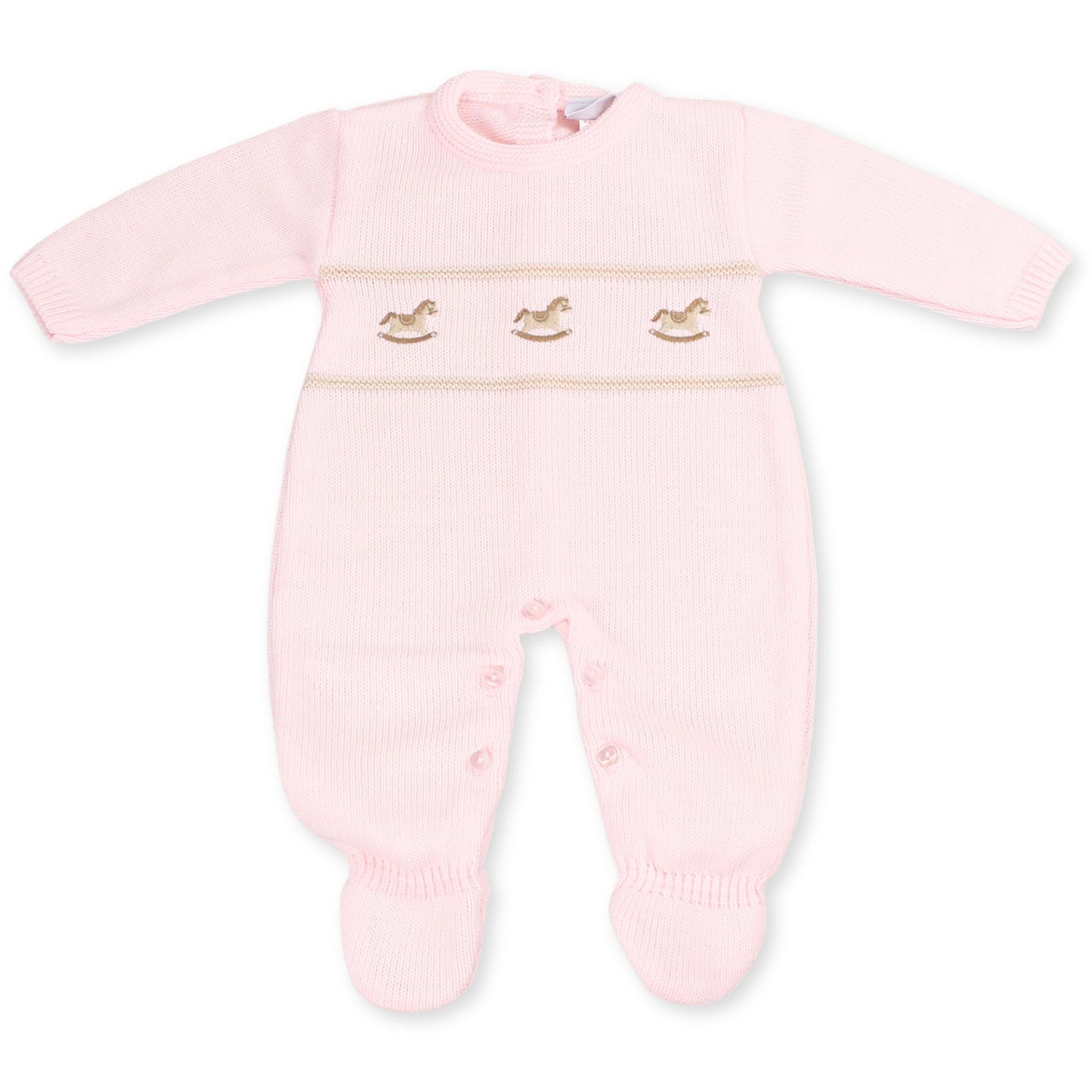 knitted dandelion pink rocking horse outfit