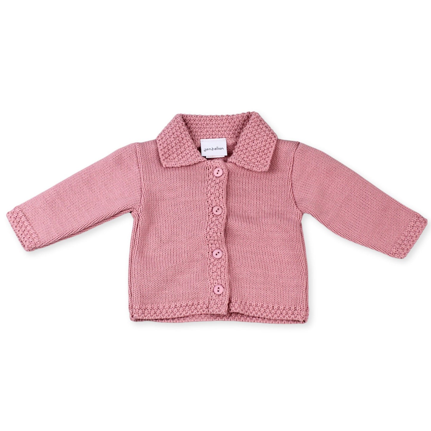 baby girls knitted dandelion dusky pink cardigan