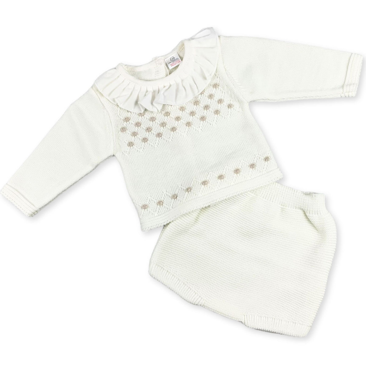 baby girl white 2 piece kniited set