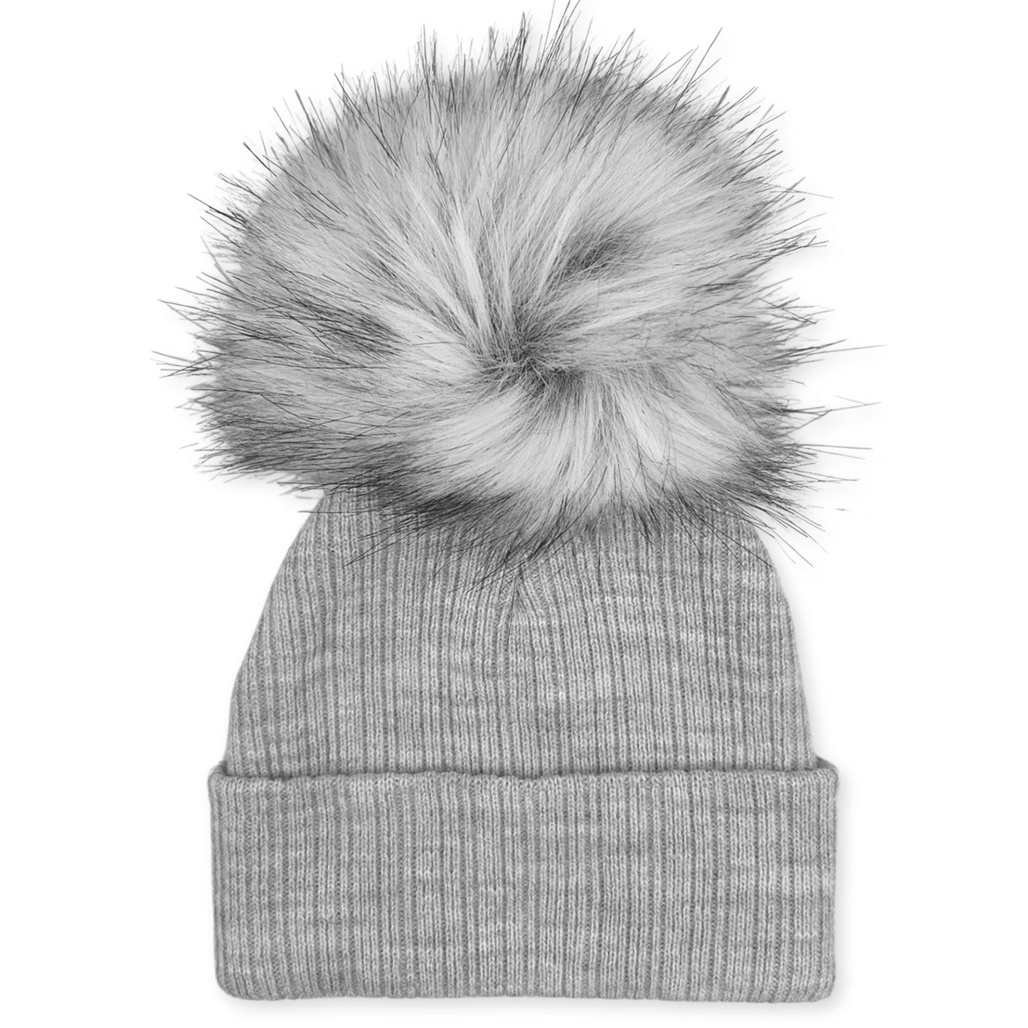 baby unisex grey pom pom hat