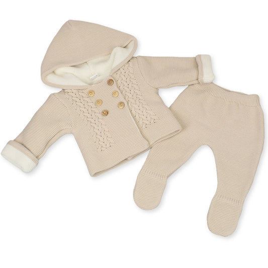 baby heavy jacket and leggings beige