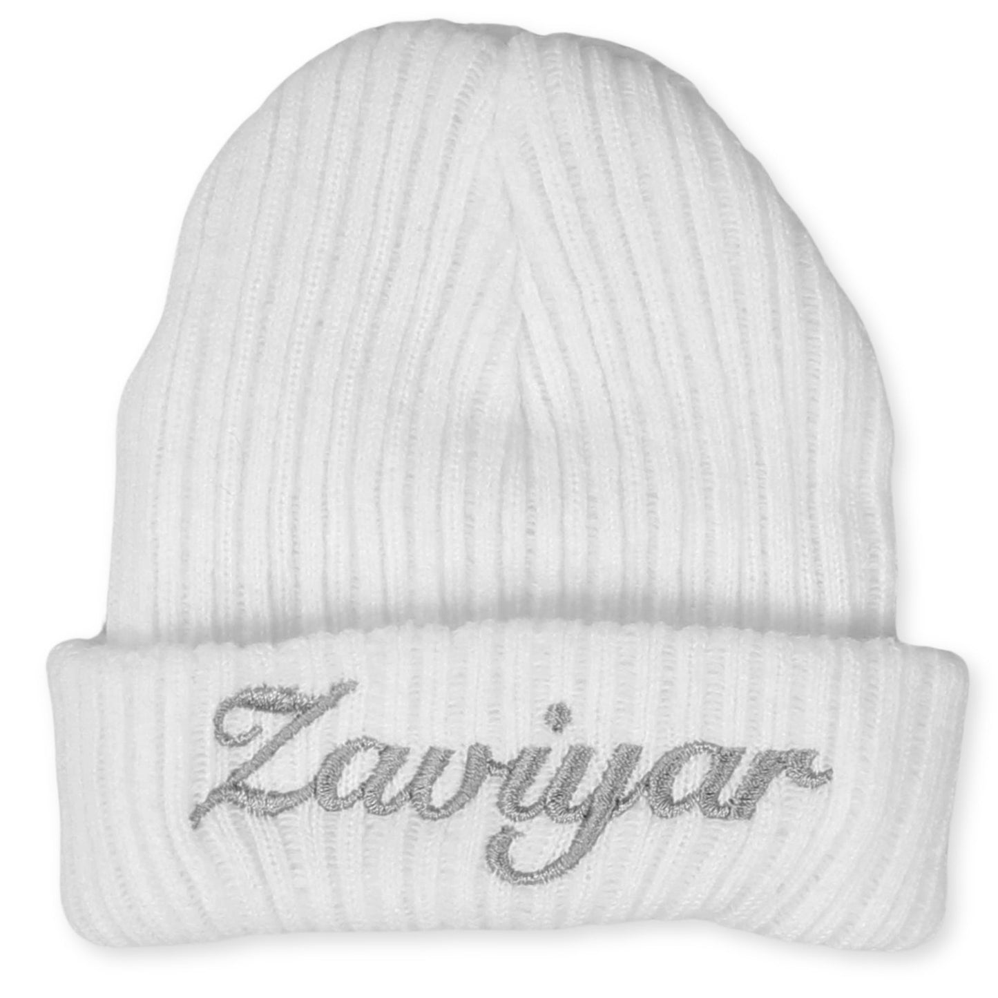 personalised baby beanie white