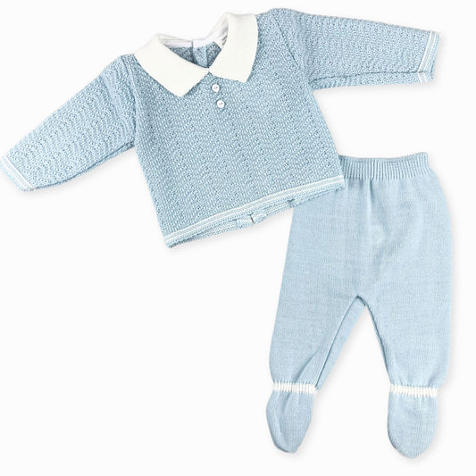 baby boys two piece knitted outfit