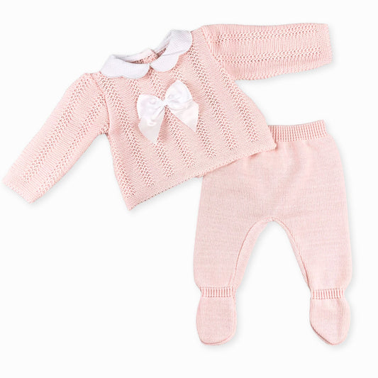 pink baby girl knitted outfit