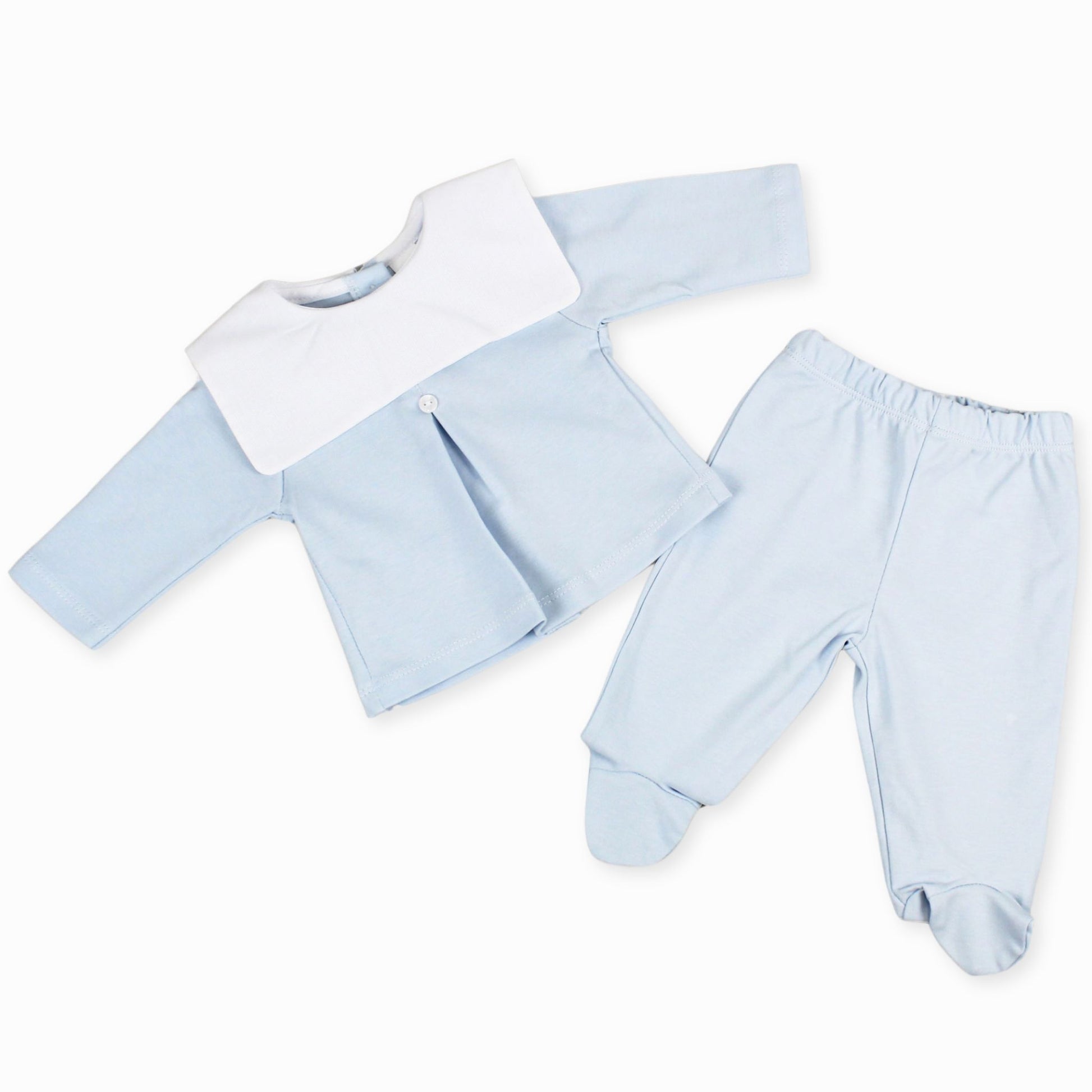baby boys blue cotton two piece outfit