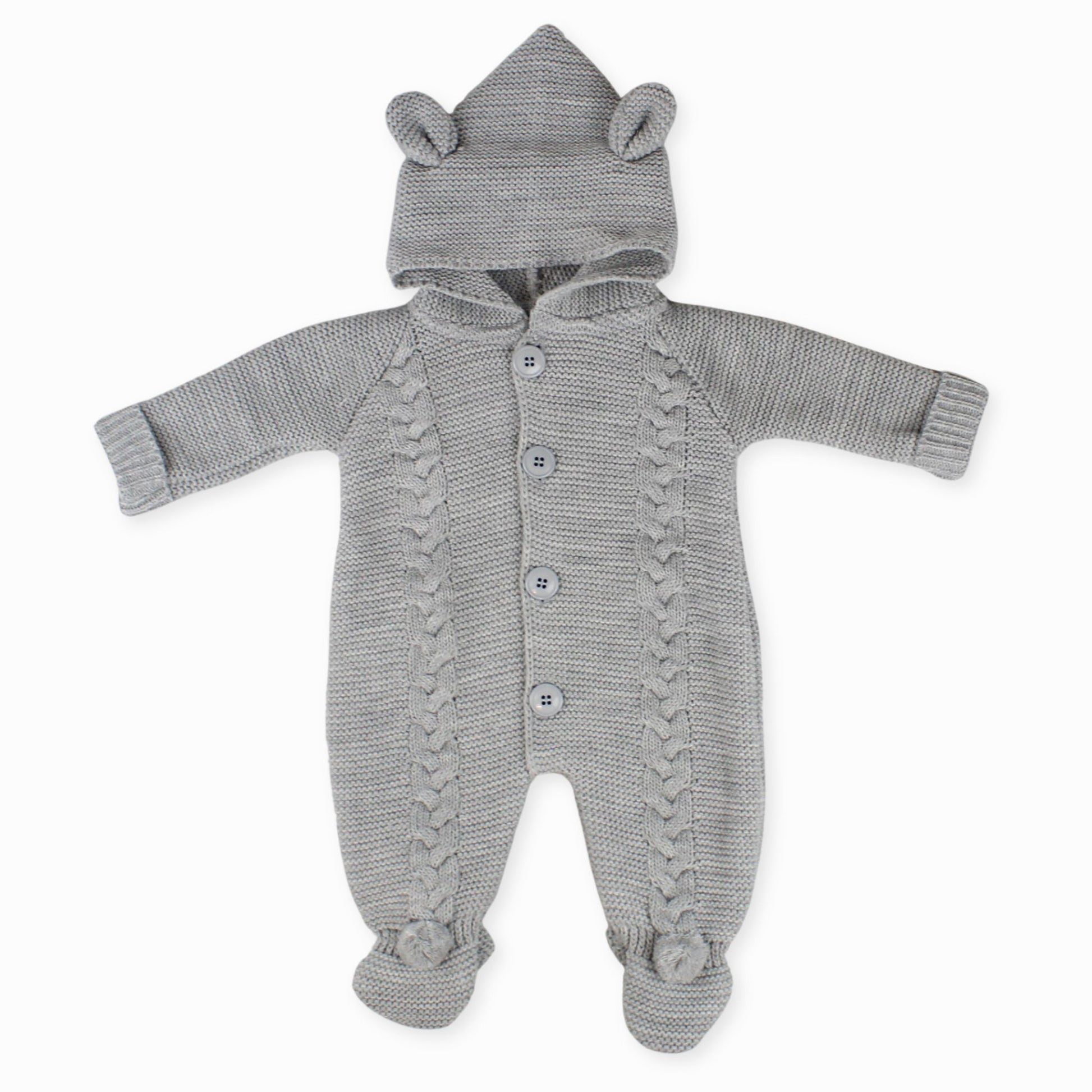 unisex baby knitted outfit pram suit grey