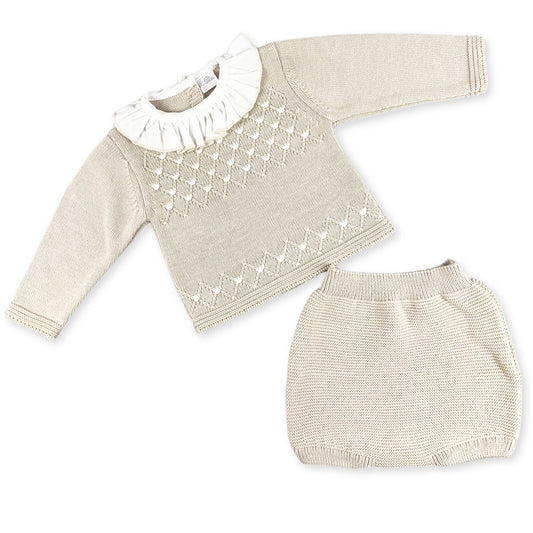 beige knitted baby girl clothes