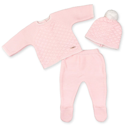 baby girls three piece knitted outfit