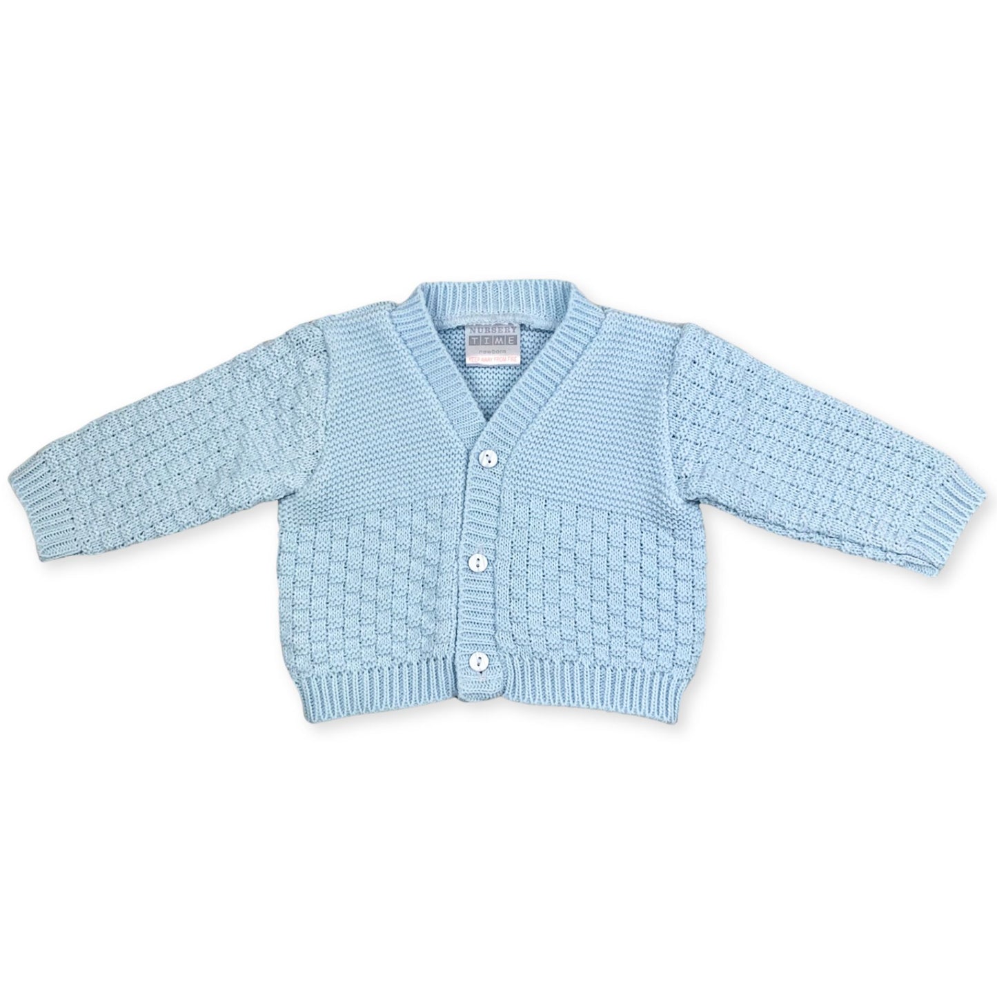 baby boy cardigan in blue.