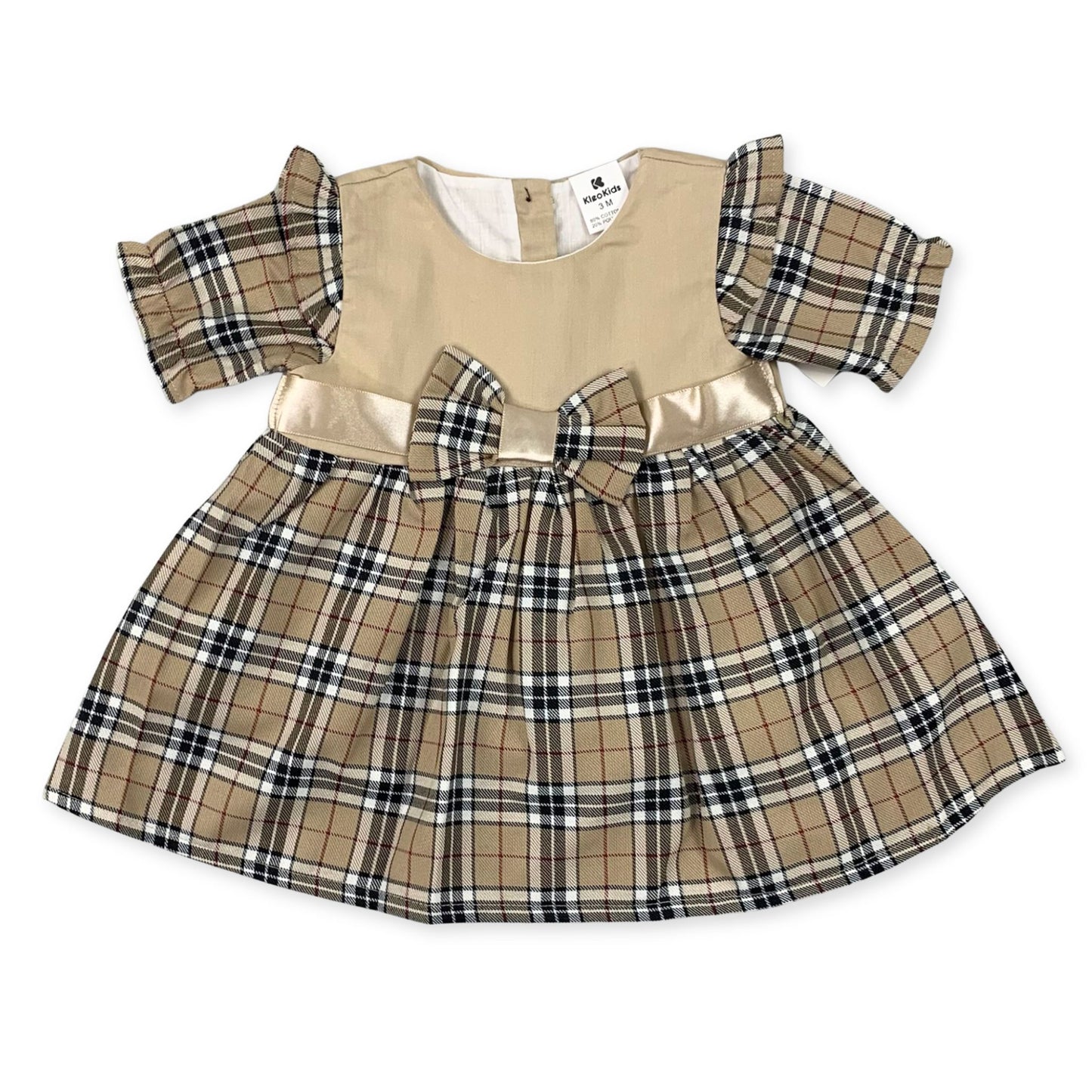 baby girl beige tartan dress