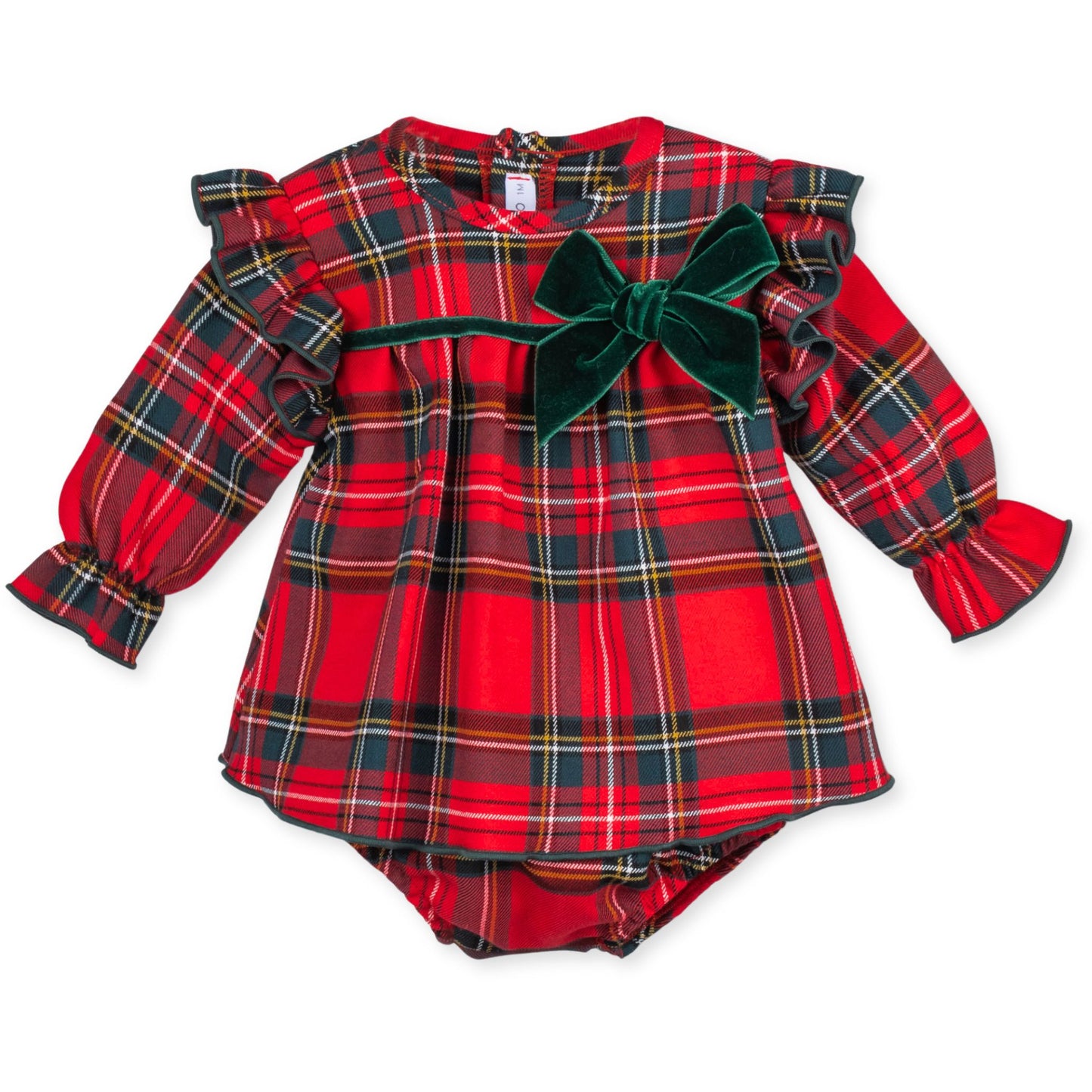 Baby Girls Traditional Red Tartan Dress with jam pants - Calamaro 22074