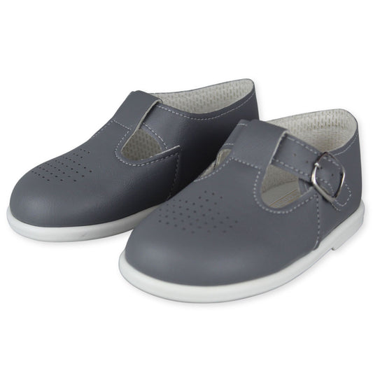 unisex baby hard sole first walker shoes in grey