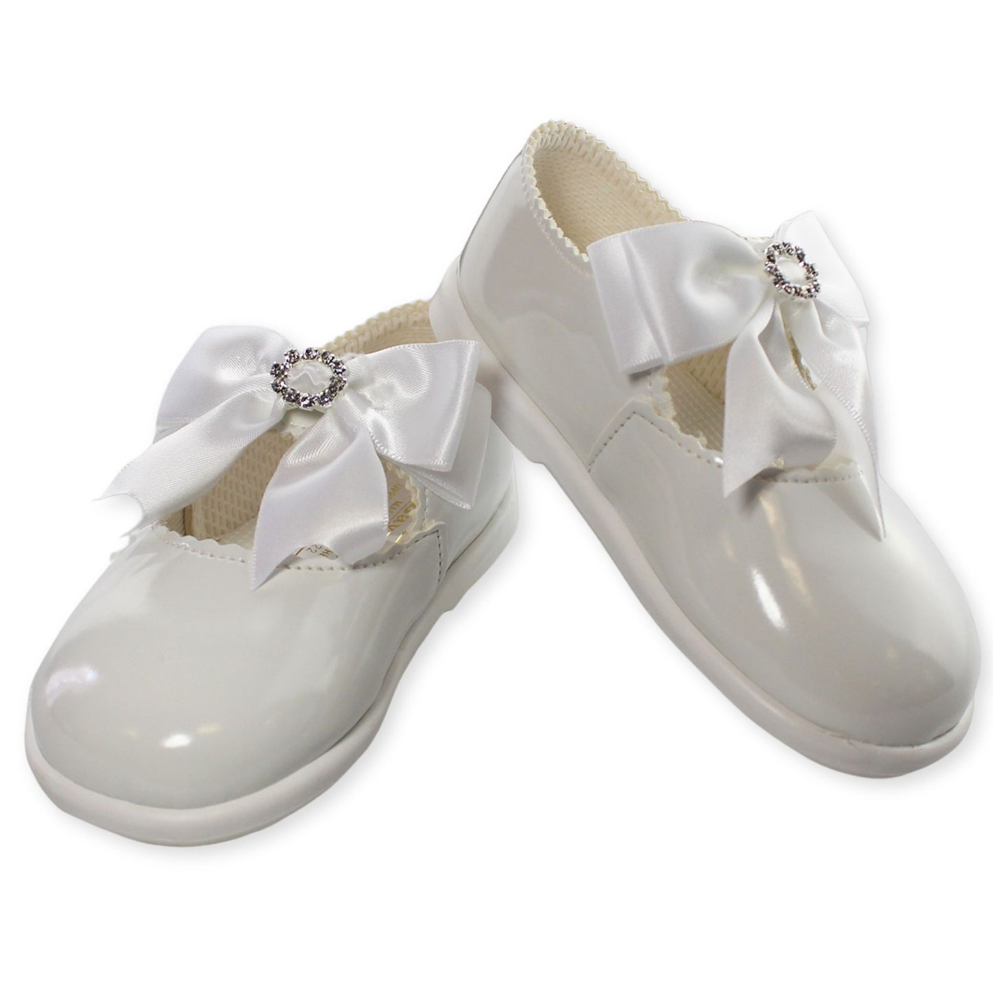 pink baypod first walker shoes toddler girls white with bow and diamante