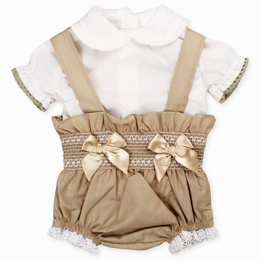 baby girls beige jam pants and shirt