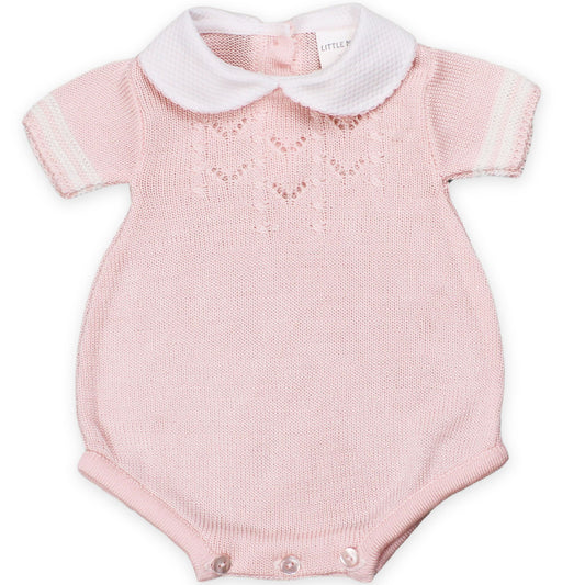 baby girl pink knitted romper