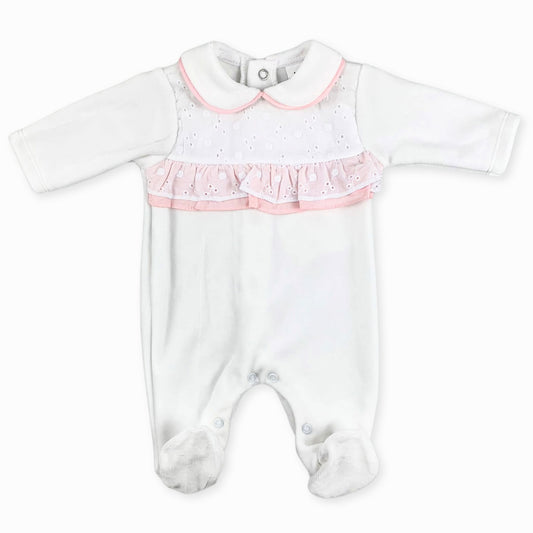 white pink baby girl sleepsuit