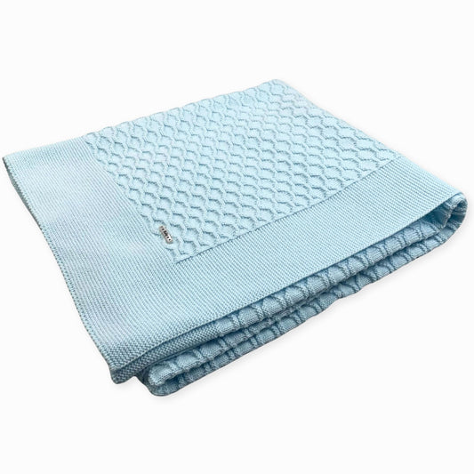 baby boys blue kniktted shawl