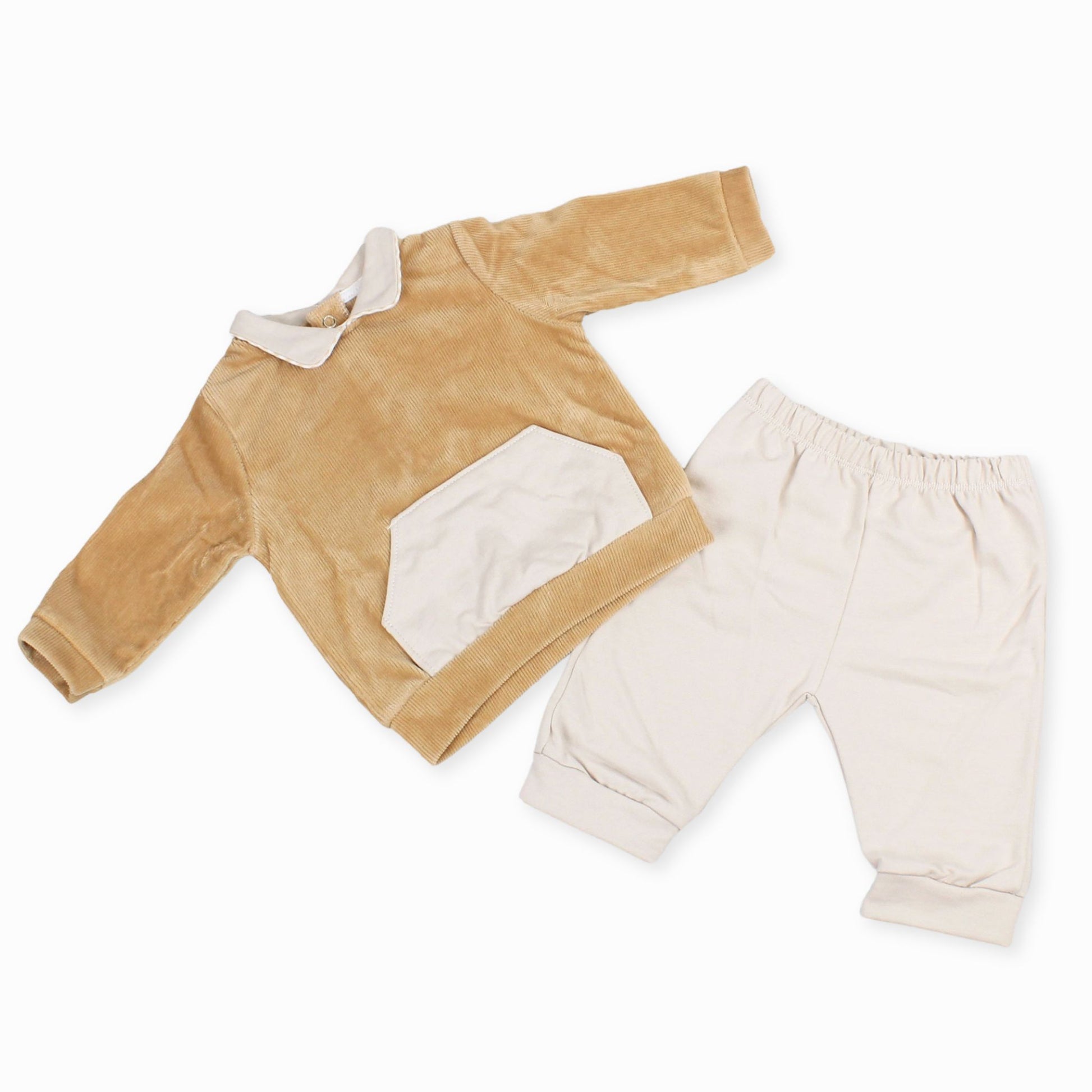 baby unisex two piece beige outfit